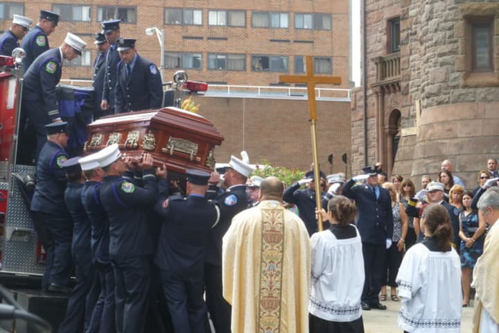 More than 1,000 family, friends and colleagues gathered in August to pay their respects to fallen Yonkers firefighter Antonio Rodriques. 