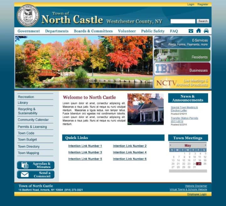 Seen here is a mockup of what the new town of North Castle&#x27;s website will look like. It will be launched later this month.