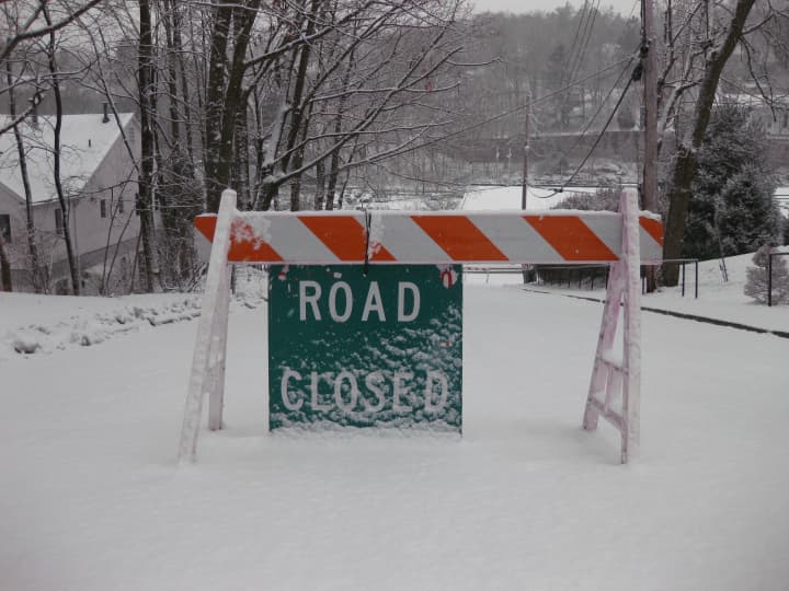A hilly road leading into Mount Kisco&#x27;s downtown area has already been shut down. 