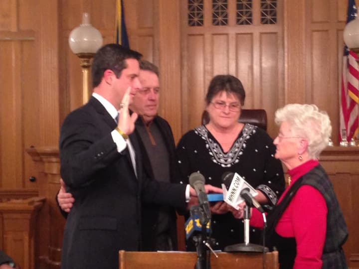 New York state Sen. Gregory R. Ball was sworn in by former Mount Kisco Mayor Pat Reilly.