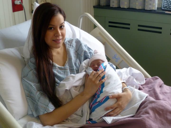 Claudia Ceja of Port Chester delivered her daughter, Emiliana Lopez, at 7:04 a.m. Tuesday inside Phelps Memorial Hospital, the first baby of 2013 to be born at the hospital.