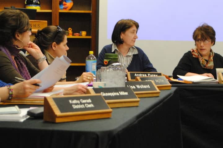 Andrea Furey, center, president of the Croton-Harmon Board of Education, said school safety is a top priority.