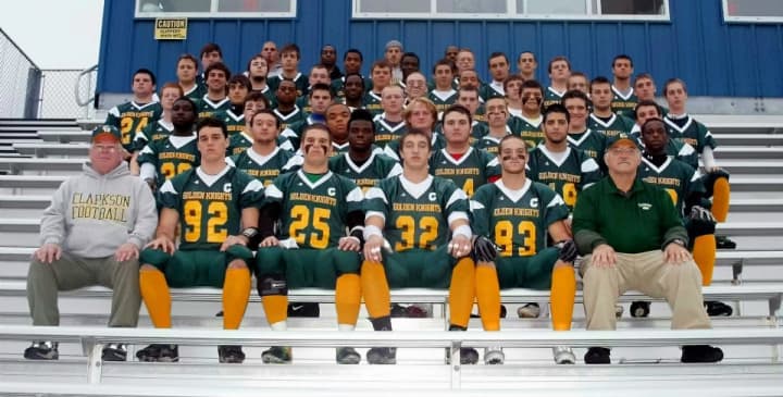 Justin Cohen, fifth row, third from left, was a member of the 2012 Clarkson University club football team.