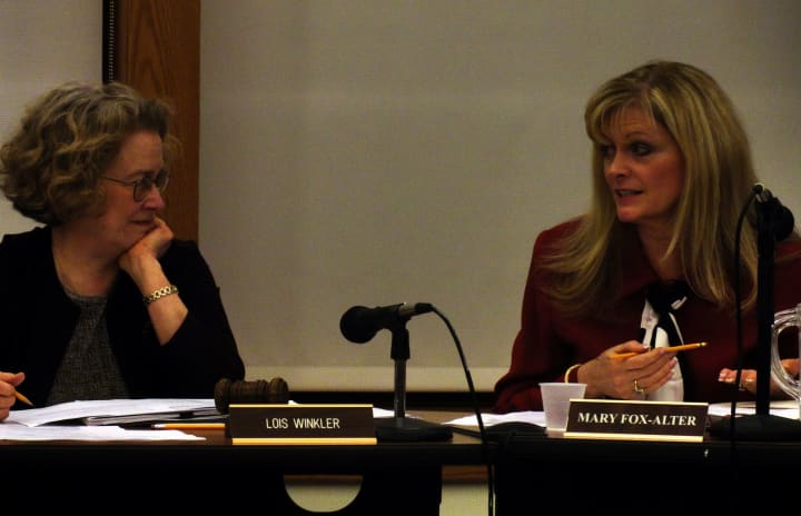 Pleasantville Superintendent Mary Fox-Alter, right, and Board of Education President Lois Winkler are working with the rest of the school board to advocate against standardized testing.