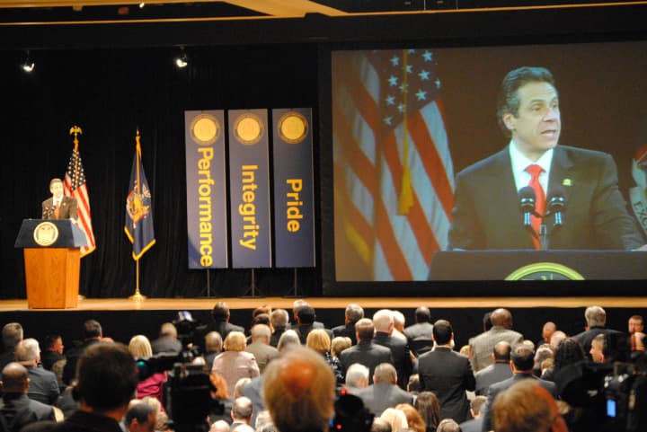 Gov. Cuomo address legislators and audience members at the State of the State (stock photo). 