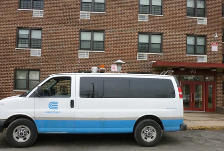Con Edison officials were still on the scene at noon Wednesday after an early morning carbon monoxide leak sent five Greenburgh residents to the hospital.