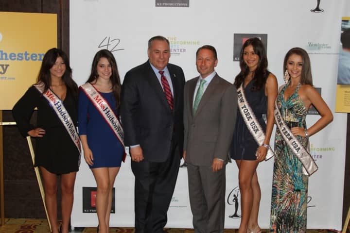 Former New York State Assembylman Robert Castelli and Westchester County Executive Robert Astorino are pictured with the 2011 beauty pageant winners.