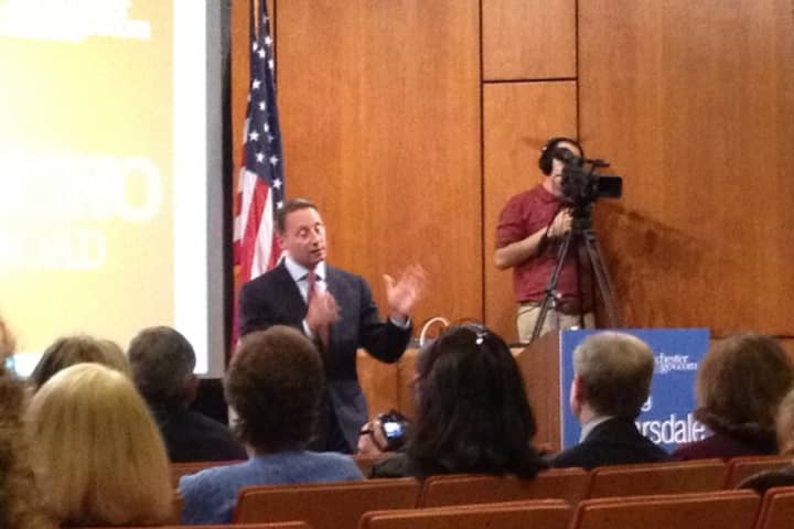 Westchester County Executive Rob Astorino visited Scarsdale in 2012. He will make an appearance in Eastchester on Wednesday.