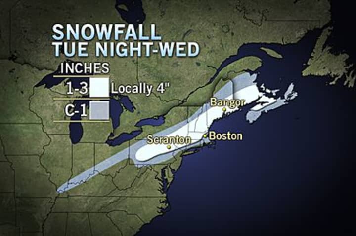 The National Weather Service has issued a winter weather advisory for Danbury, Ridgefield, Weston, Wilton and Redding.
