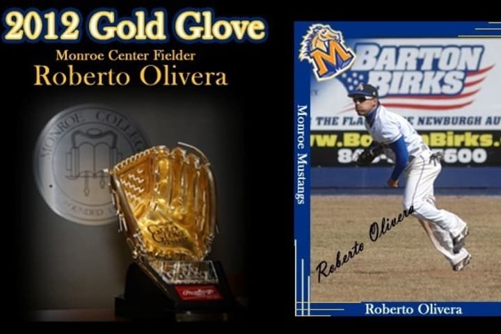Monroe College centerfielder Roberto Olivera earned the Rawlings Gold Glove Award for his   defensive play in 2012.