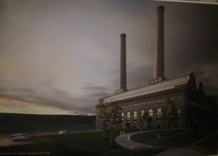 A conceptual drawing of the proposed hotel and convention center at the Glenwood Power Station.