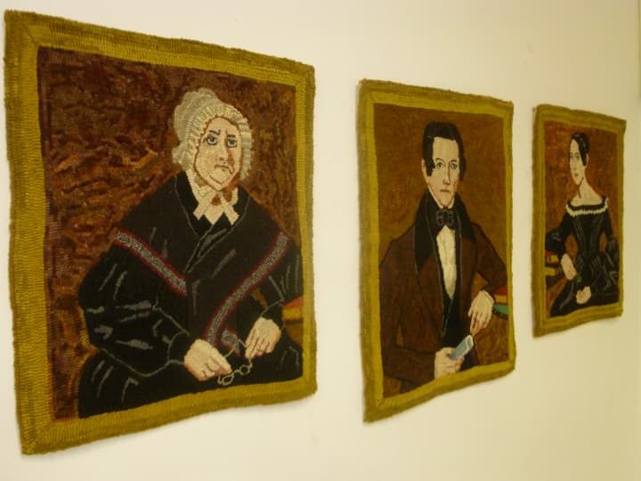 Check out the hooked rug folk art exhibit at the Pound Ridge Library.