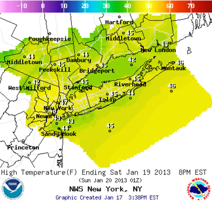 It will be cool and dry Saturday across Westchester County, according to the National Weather Service.