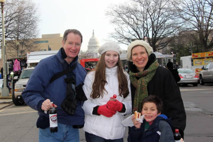 Westport residents Mark, Nicole, Nick and Kim Mathias were in Washington D.C. Monday for the presidential inauguration. 