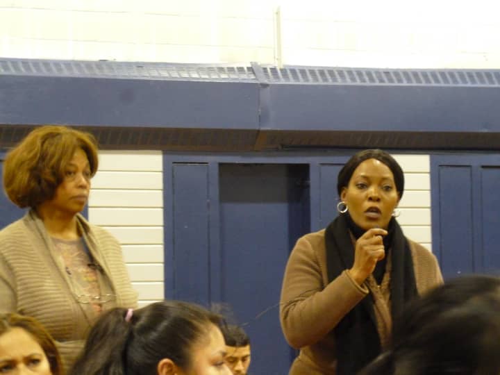 Patricia Wilson-Pheanious, left, interim president and CEO of Norwalk Economic Opportunity Now and Ernestine McLean during a NEON meeting about the future of the Head Start program.