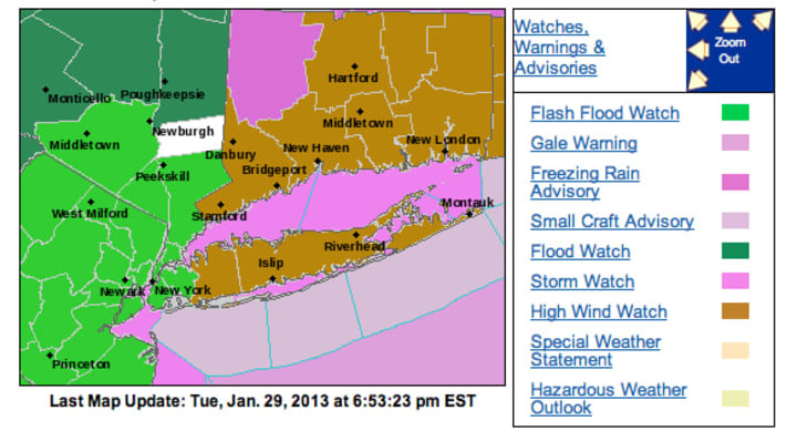 A flash flood watch is in effect for Mamaroneck Wednesday night.