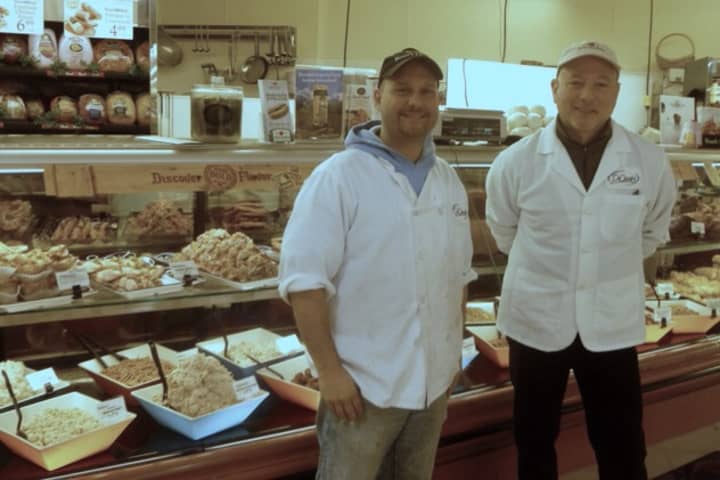 Joe Carelli and deli manager Lou DiMarzo of DeCicco Family Markets in Cross River are ready to help make your Super Bowl party menu a success.