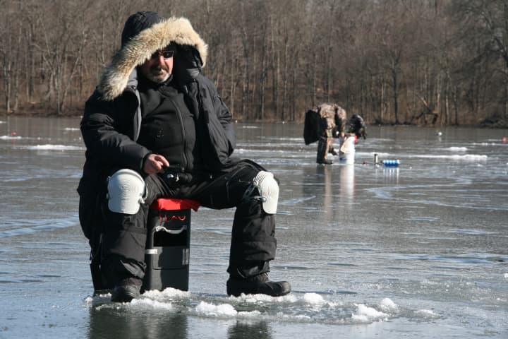 Igor Beydik drove up from Staten Island to ice fish on Somers&#x27; Muscoot Reservoir.