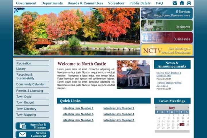 The new North Castle homepage represents several upgrades from its predecessor, including vertical and horizontal navigation. 