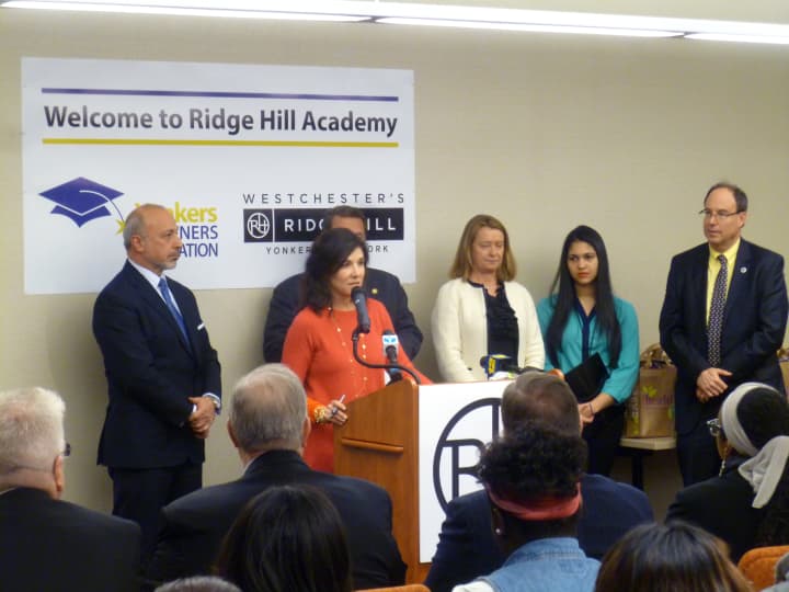 Wendy Nadel, Executive Director of Yonkers Partners In Education, joined local dignitaries and business leaders for the launch of the Ridge Hill Academy Tuesday at WestMED inside the Ridge Hill shopping center. 