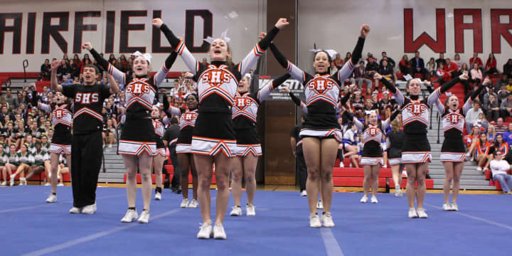 Stamford High School&#x27;s cheerleading squad performed during the county championships this past weekend. 