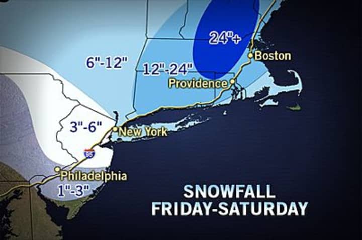 More snow will hit the eastern part of Fairfield County than in the western.