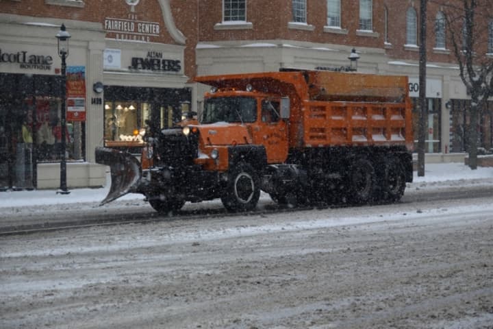 Plows are out across lower Fairfield County on Saturday.