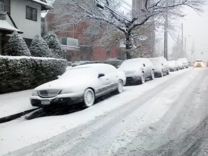 Snow started accumulating across Westchester County Friday morning.