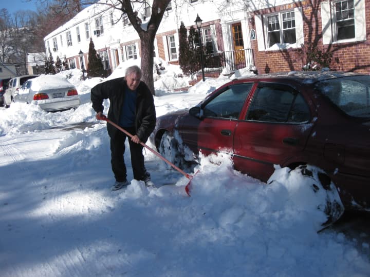 Shoveling snow was a common sight in Westchester County on Saturday, Feb. 9. 