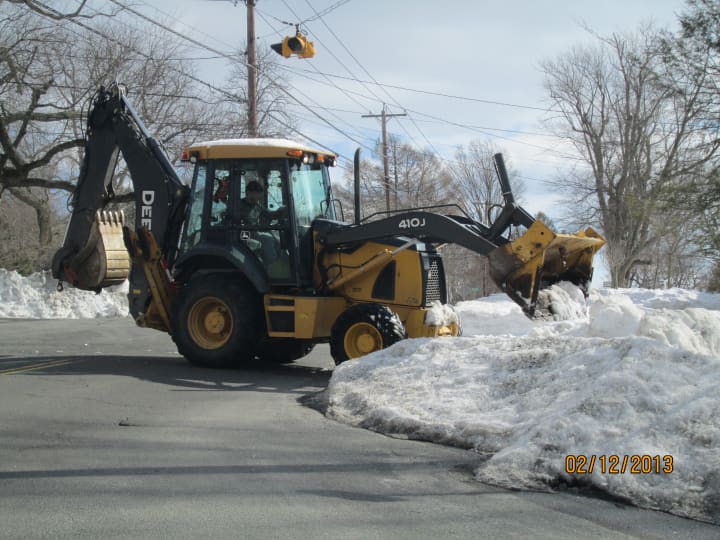 An Easton truck plows snow after winter storm Nemo.