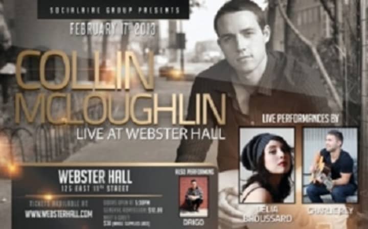 Bedford native Collin McLoughlin, who appeared on NBC&#x27;s &quot;The Voice,&quot; is headlining a concert at The Studio at Webster Hall in New York City on Sunday.