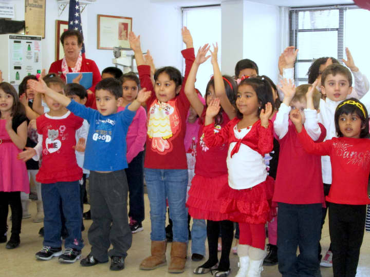 Students from Yonkers Montessori School 31 sang for senior citizens to help spread holiday cheer on Valentine&#x27;s Day.