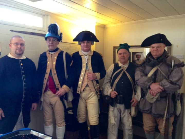 Revolutionary War re-enactors -- including a George Washington, middle, and his troops -- attended the celebration in White Plains.