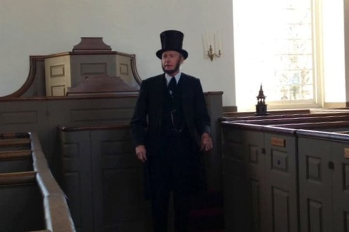 Phil Jessen portrays Abraham Lincoln at St. Paul&#x27;s Episcopal Church.