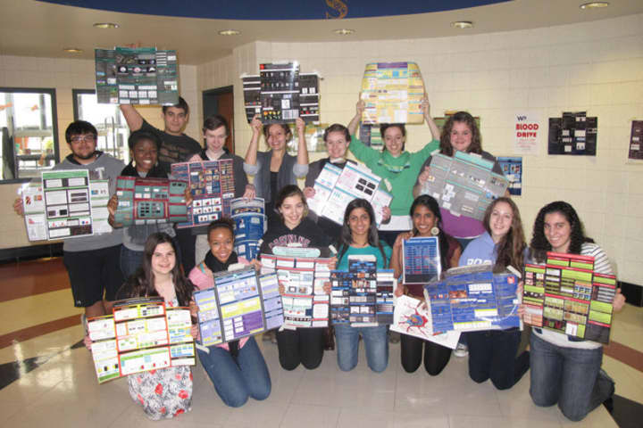 Ossining Science Research students display mini presentation boards at the Westchester Science &amp; Engineering Fair in 2012.