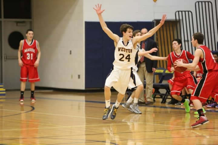 Leading scorer Charlie DiPasquale and the Weston boys basketball team will try to earn a trip to the state championship game Tuesday night. 