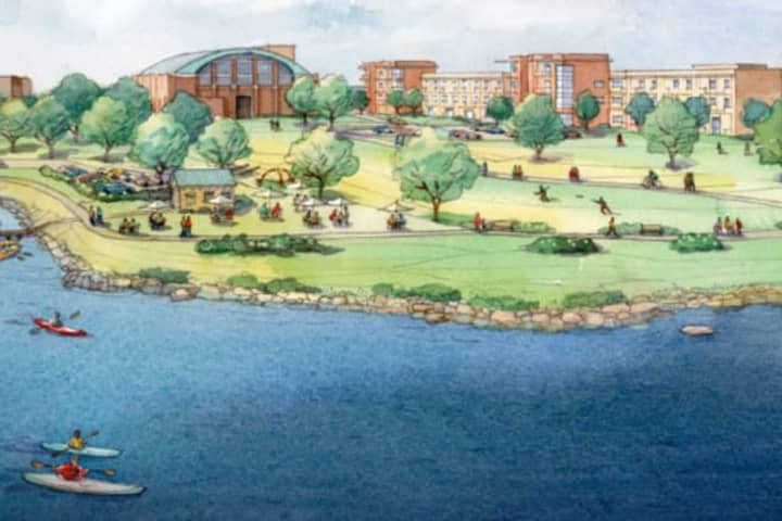 This rendering shows the proposed Echo Bay Waterfront Project in New Rochelle. 