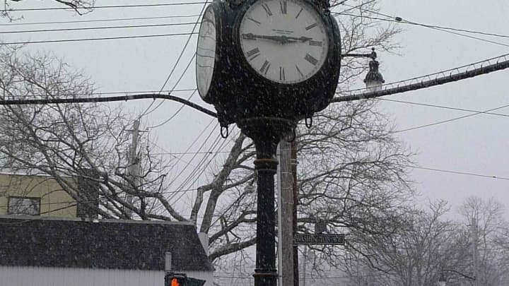 Pleasantville gets a late winter snow.