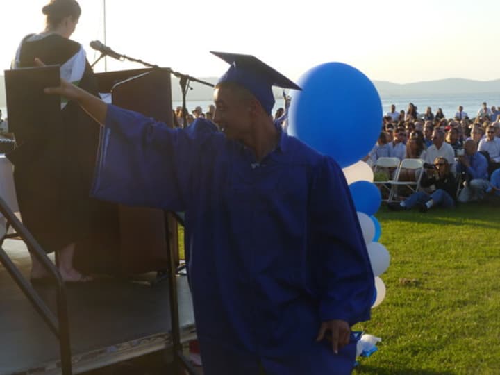 The Dobbs Ferry High School graduation, pictured here in June 2012, will be held at the Hudson River Waterfront Park.