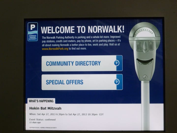 The Norwalk Parking Authority has placed information kiosks in the Maritime Garage and the South Norwalk Train Station. 