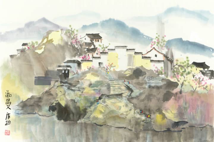 Chinese brush paintings are among the opening exhibits at North Salem&#x27;s Hammond Museum. Pictured: Walled City by Norman Cooper.