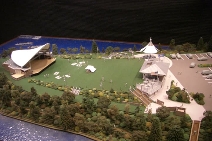 A model shows what the new Levitt Pavilion for the Performing Arts in Westport will look like. 