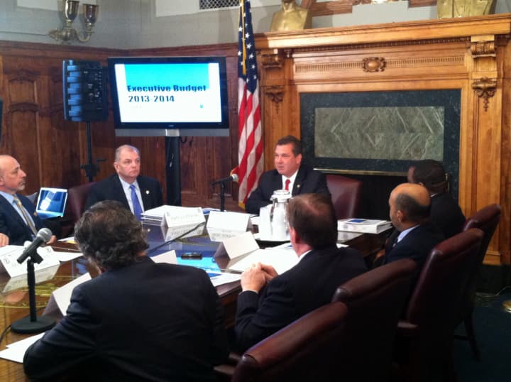 Mayor Mike Spano presents his 2014 fiscal year budget to City Council members Monday inside City Hall. 