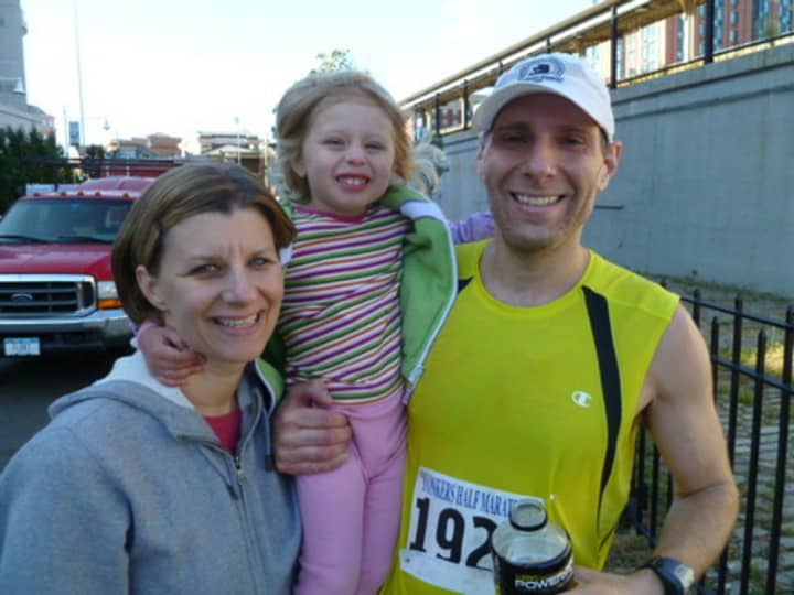 Brian Wilantowicz, seen here with his wife and daugther at ther 2011 Yonkers Marathon, was in the Boston Marathon Monday.
