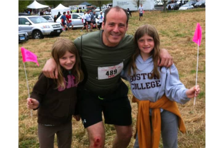 South Salem resident Pete D&#x27;Urso, pictured with his daughters Julia and Amelia, is among the Boston Marathoners who escaped injury.