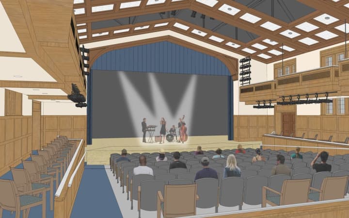 This architect&#x27;s rendering is an approximate look at what the new Bronxville School auditorium will look like.