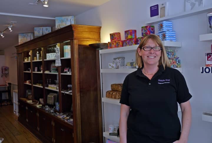 Emma Hardiman just opened her first shop, The Purple Frog Gift Shop, on Ridgefield&#x27;s Bailey Avenue. 