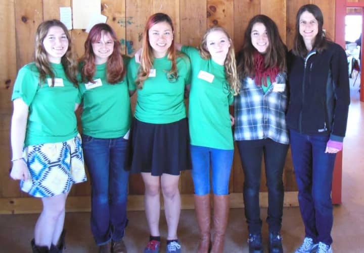 Members of the Hastings High School team from left to right: Ariadne Bazigos, Clara Weinstein, Veronica Erdman, Miranda Mitchell and Alexandra Bazigos.