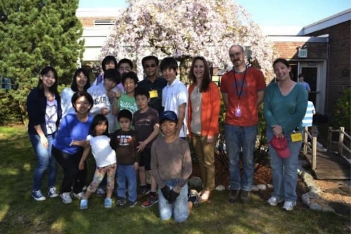 Parents, students and volunteers worked to create a Japanese garden in the interior courtyard of Osborn School in Rye.