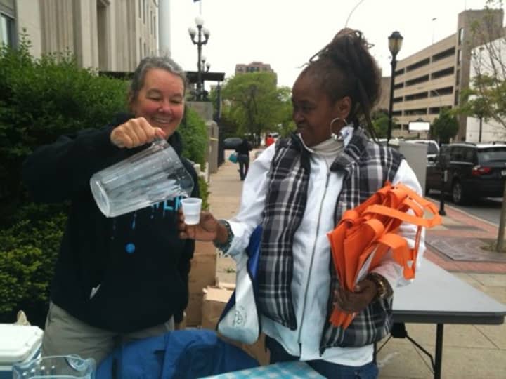 Westchester residents sample water from nine county water suppliers Friday for a blind taste test. 